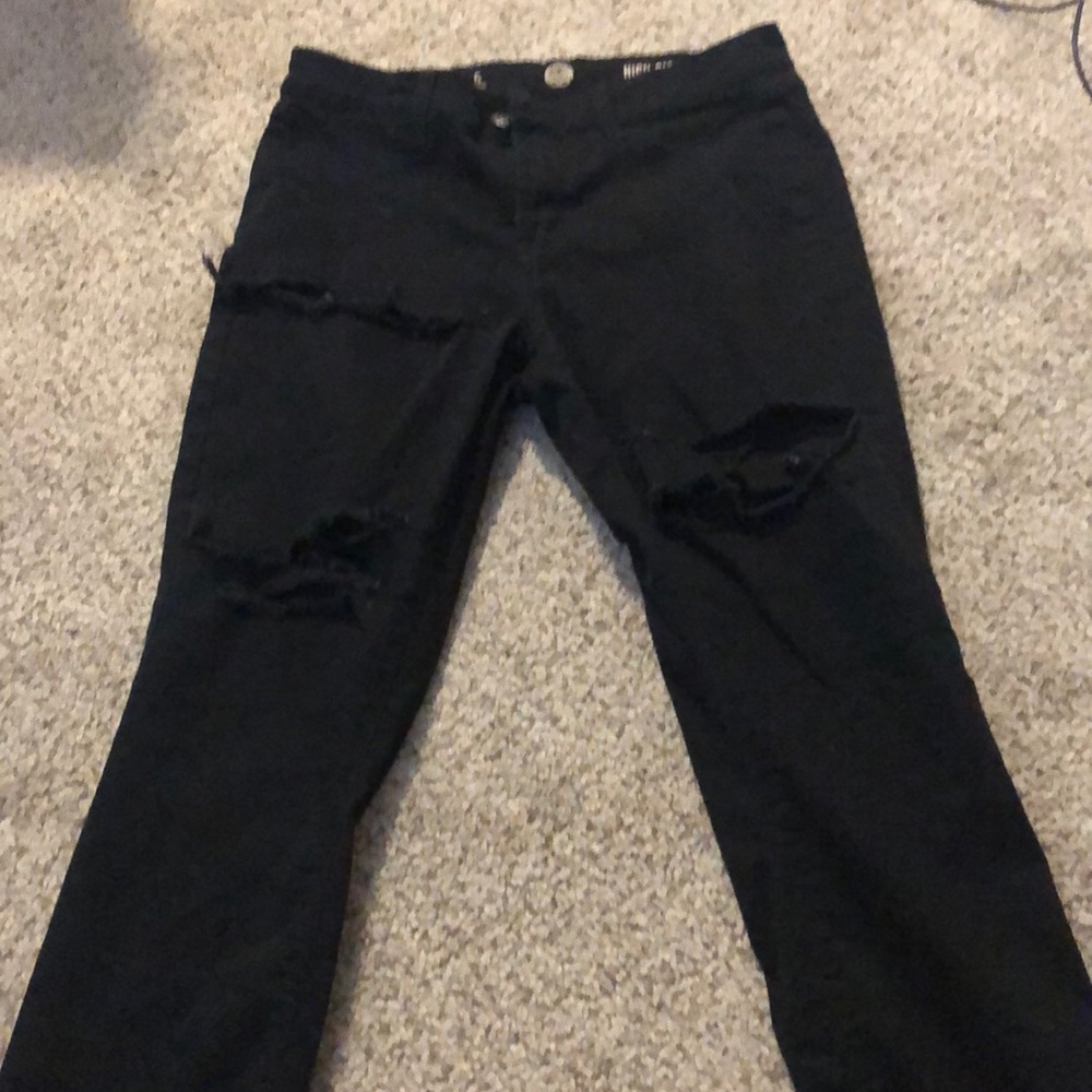 black ripped jeans